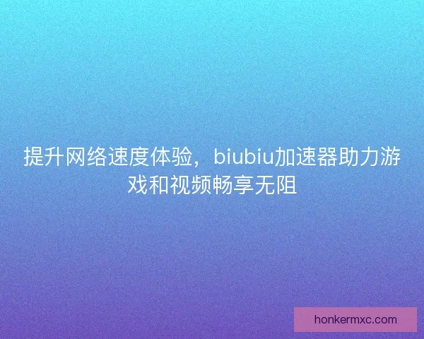 提升网络速度体验，biubiu加速器助力游戏和视频畅享无阻