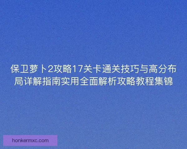 保卫萝卜2攻略17关卡通关技巧与高分布局详解指南实用全面解析攻略教程集锦